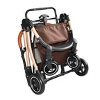 2-in-1 Folding Pet Stroller Khaki — folded frame