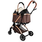 2-in-1 Folding Pet Stroller Khaki — rear product view