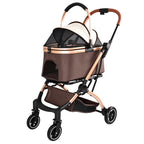2-in-1 Folding Pet Stroller Khaki — carrier on frame