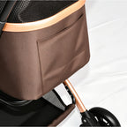 2-in-1 Folding Pet Stroller Khaki — carrier storage pocket