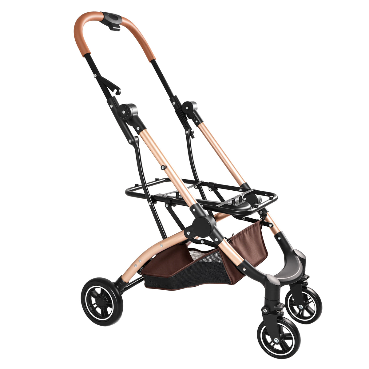 2-in-1 Folding Pet Stroller Khaki — frame without carrier
