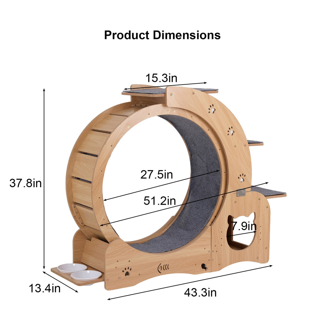 Cat activity center dimensions and 27.5-inch inner wheel diameter