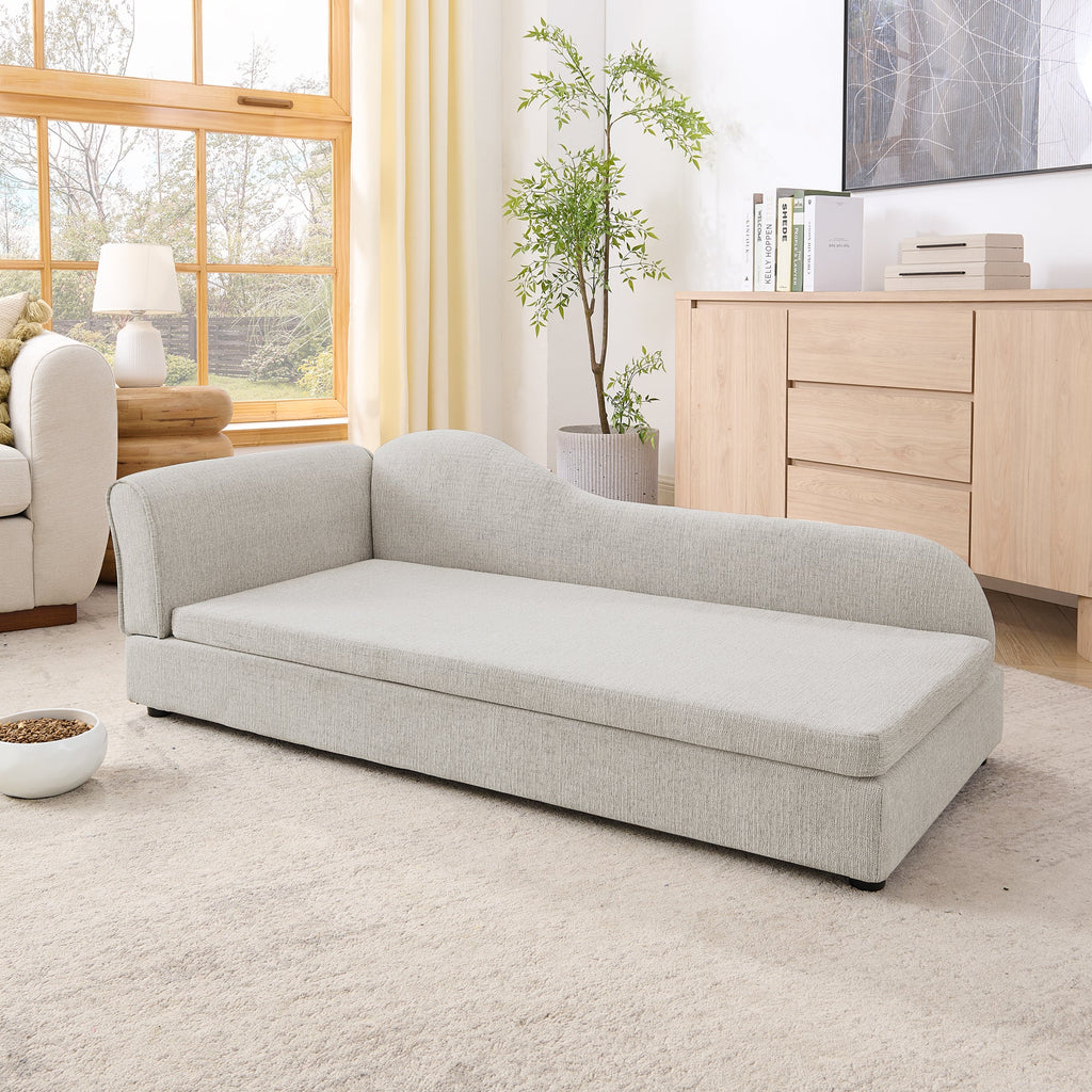 Beige upholstered dog sofa — sofa in living room