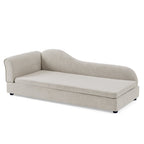 Beige upholstered dog sofa — front product view