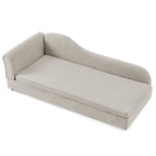 Beige upholstered dog sofa — side product view