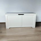 White hidden litter box cabinet front view