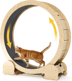 Natural Wood Cat Exercise Wheel with Felt Track — angled product view